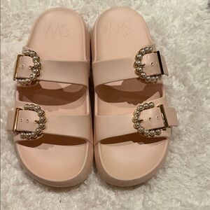 SW Pink Slide Sandals with Pearl Buckles